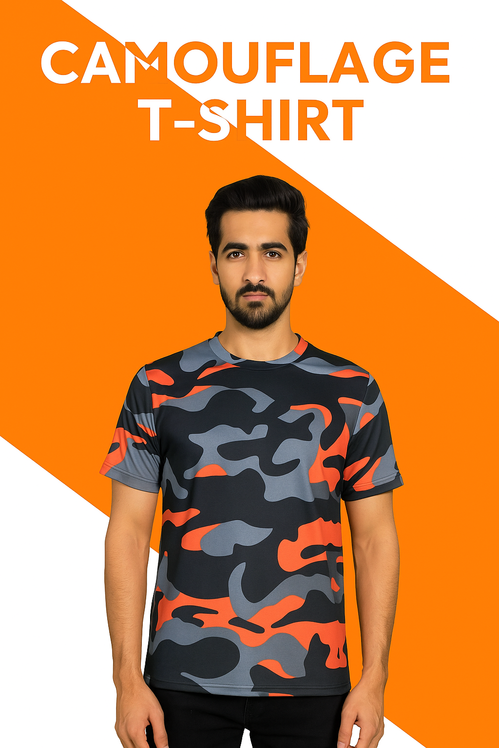 Camouflage Print Sublimated T-Shirt – PPC Jersey Fabric, 160–170 GSM, Customizable, S–XL, Unisex By Games Brother