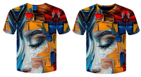 Colorful abstract t-shirt design with eyes . Elegance by Eyes Sublimated T-Shirt By Games Brother