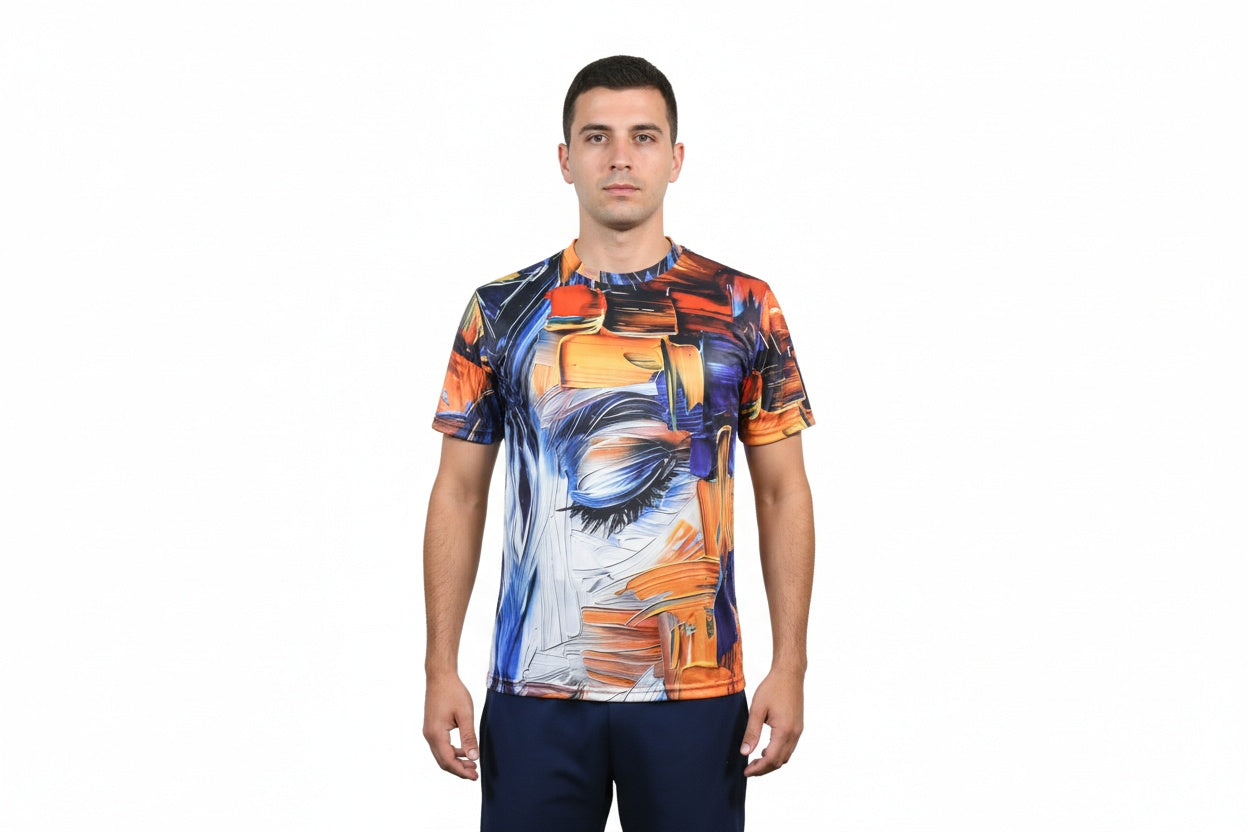 3D Cracked Rock Abstract Sublimated T-Shirt – Interlock Fabric, 160–170 GSM, Customizable, S–XL – Unisex By Games Brother