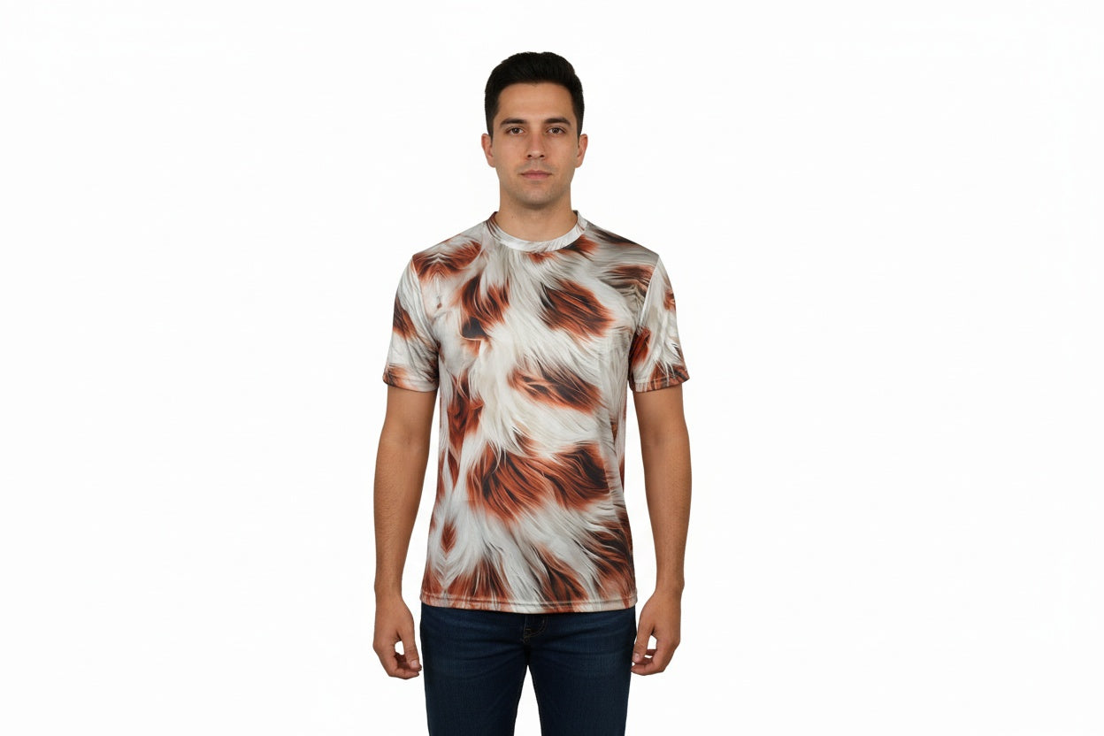 Faux Fur Sublimated T-Shirt – Premium Interlock Fabric, 160–170 GSM, Customizable, Sizes S–XL, Unisex By Games Brother